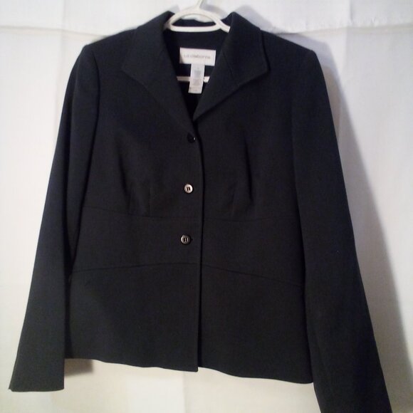 Liz Claiborne Blazer Jacket Women 6 Button Up Career Classic Dark Gray - Picture 1 of 15